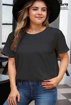 Immagine di CURVY GIRL ROUND NECK ROLLED SLEEVE T SHIRT